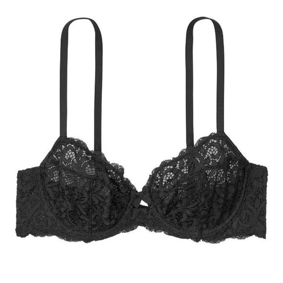 VS Unlined Smooth Picot Trim Demi Bra Black NWT - Picture 2 of 6